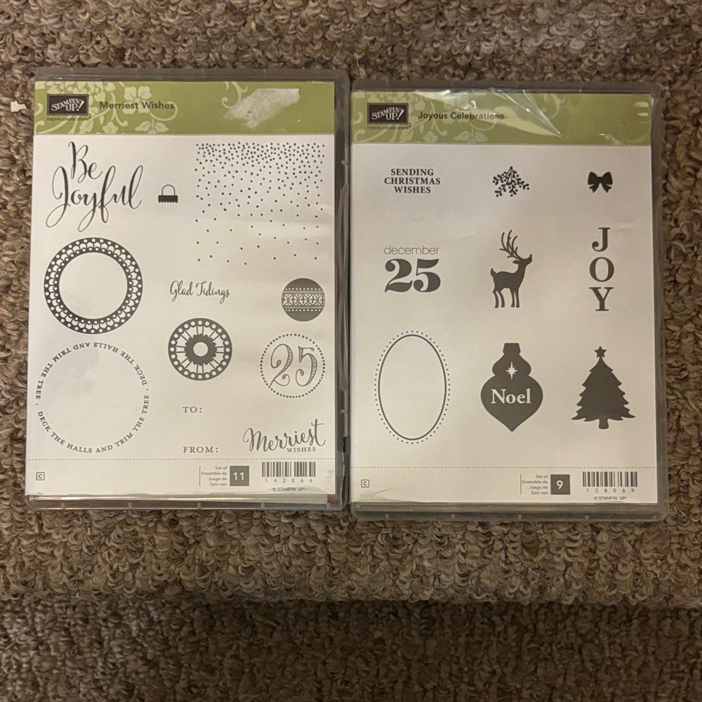 Stampin' Up! Merriest Wishes and Joyous Celebrations Stamp Set Lot of Two Sets